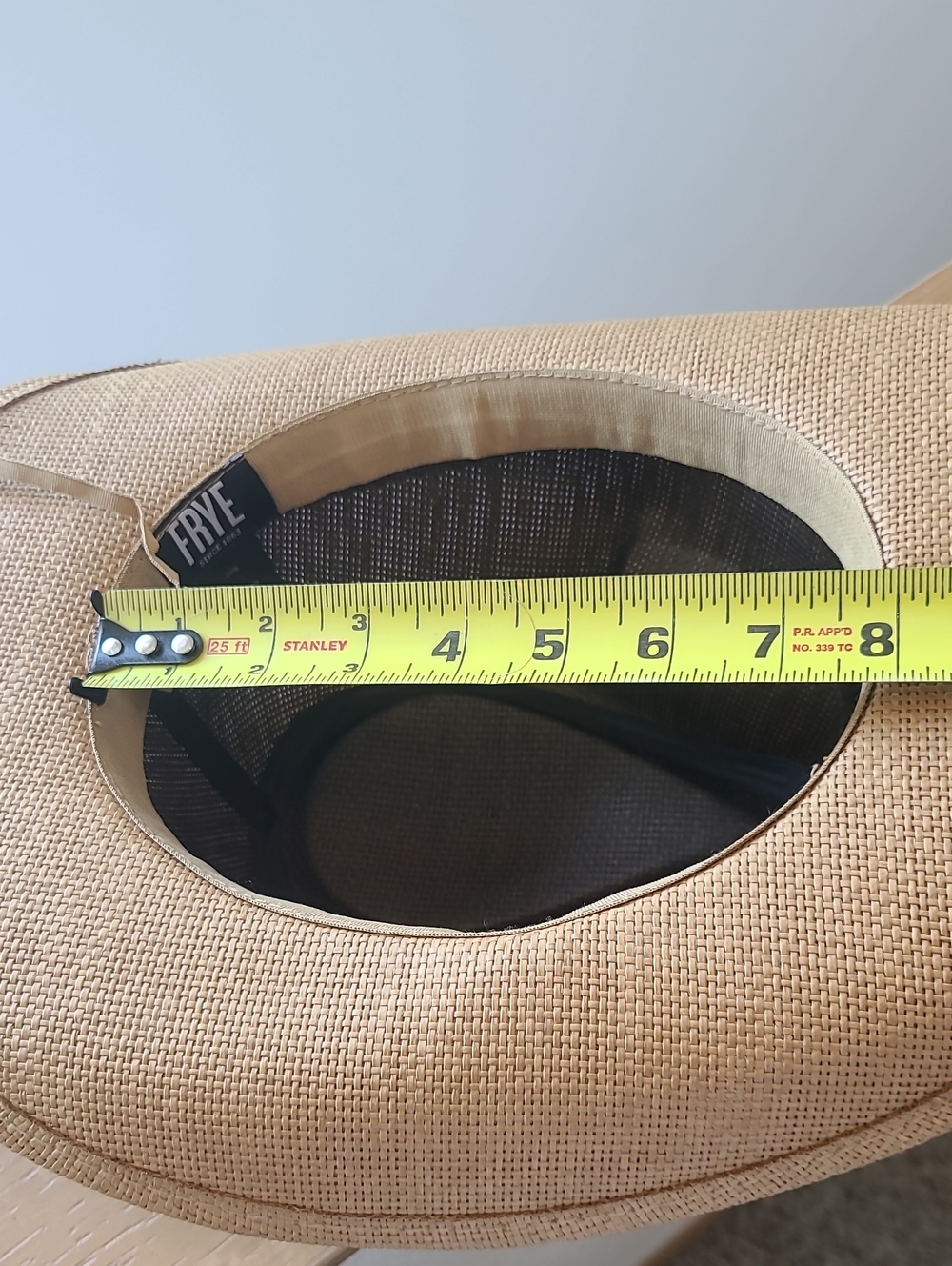 Frye Tan Straw Western Hat with Black Buckle Band - Picture 6 of 7